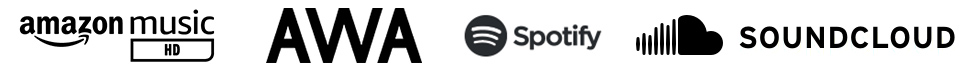 Amazon Music HD、AWA、Spotify、SoundCloudロゴ